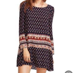 Navy Tribal Print Swing Dress